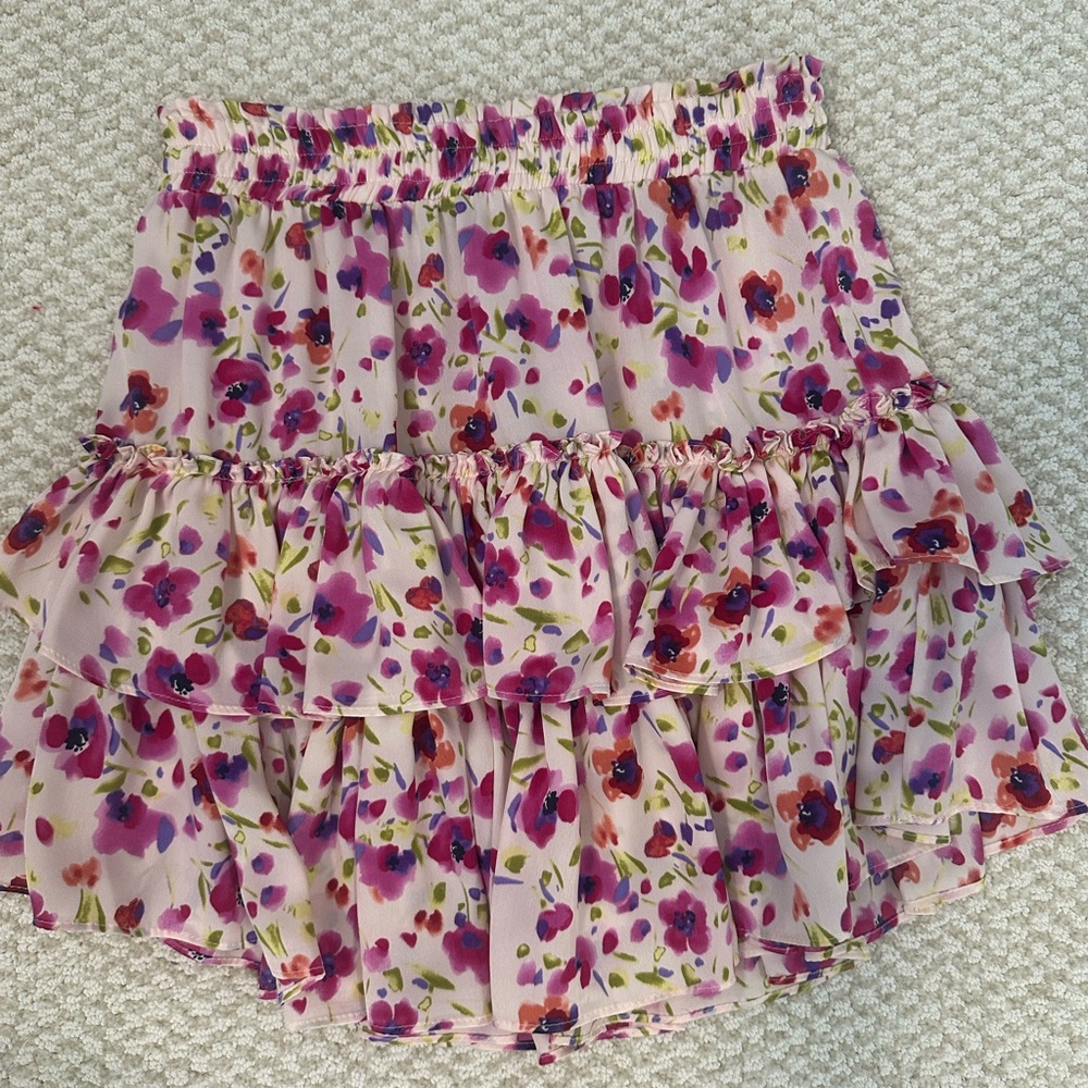 Misa Los Angeles Floral Marion Skirt - Pink and Purple
